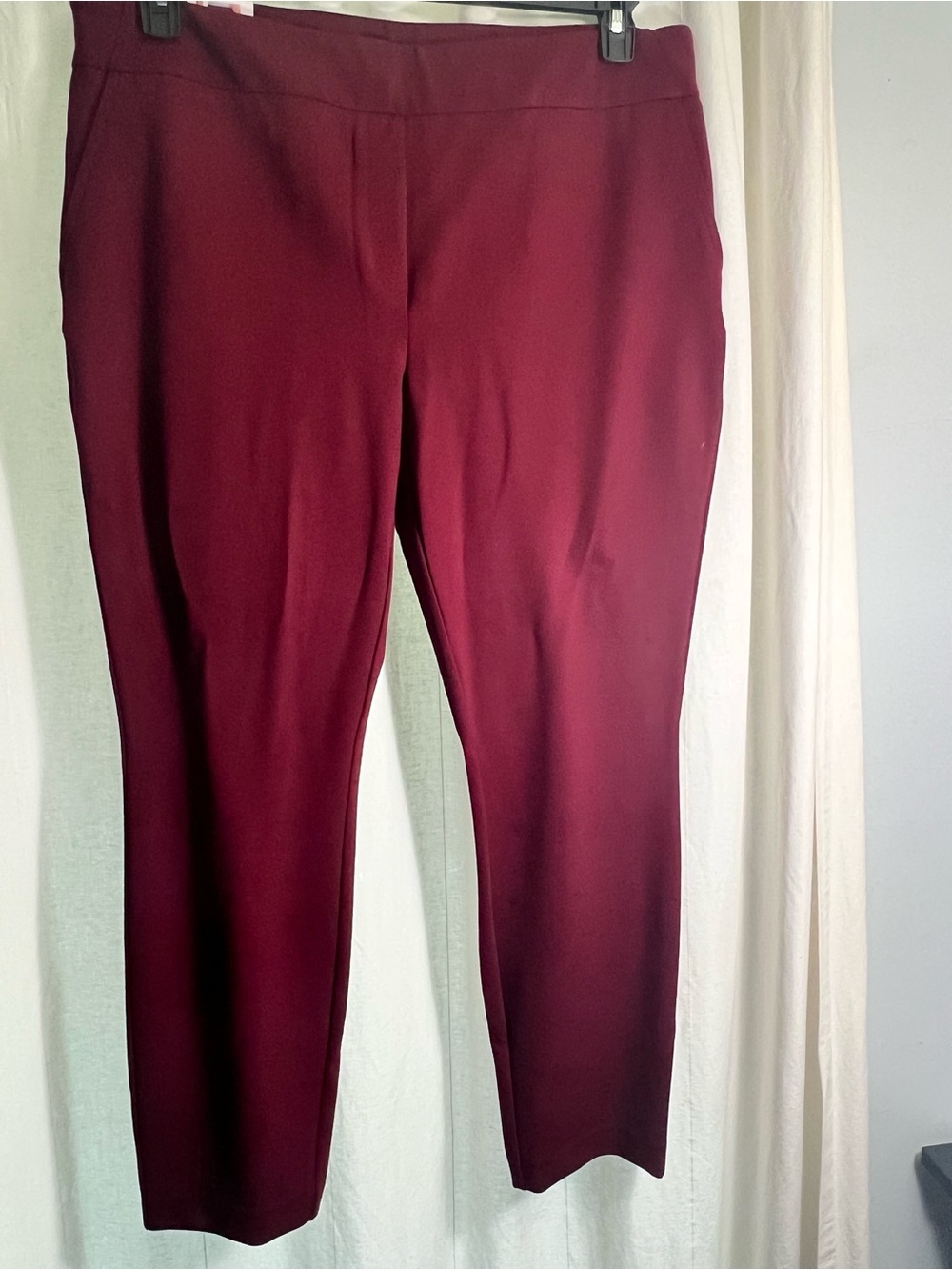 Women’s Stretch Ponte Pants - Burgundy Built-in tummy control panel